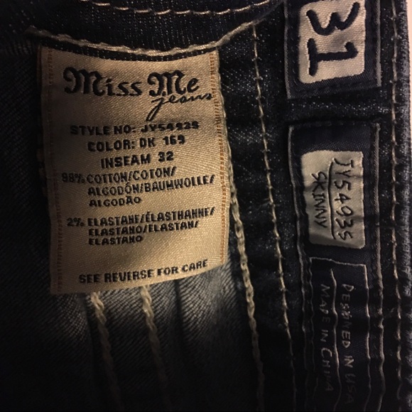 Miss Me Skinny Jeans Size 31 inseam 32 - Picture 4 of 7